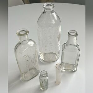 Vintage Clear Glass Bottles Collection